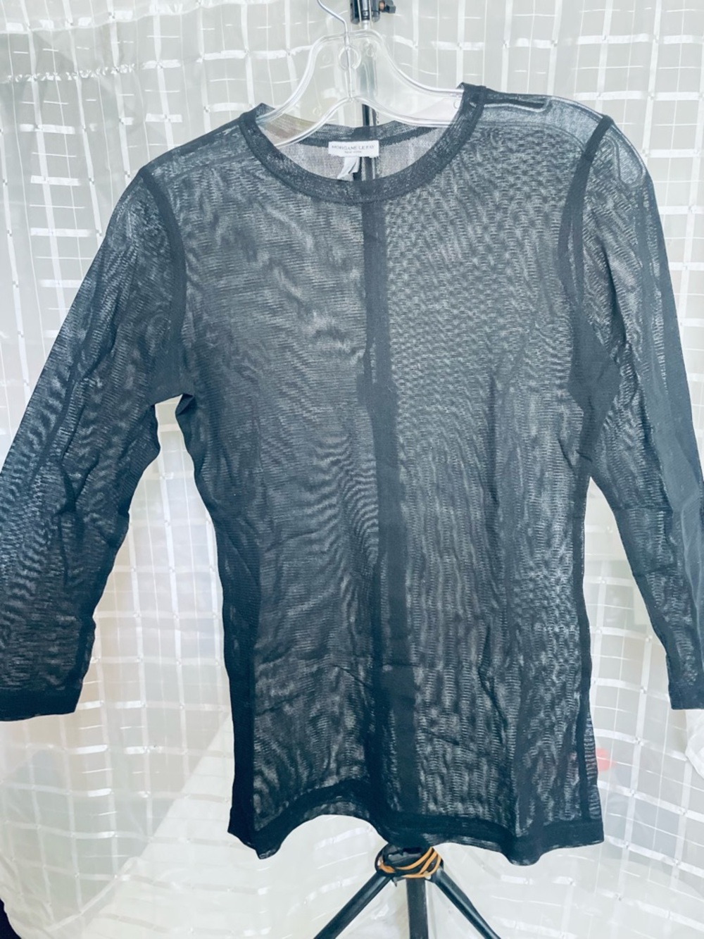 Morgane Le Fay Black Sheer Mesh Long Sleeve Top